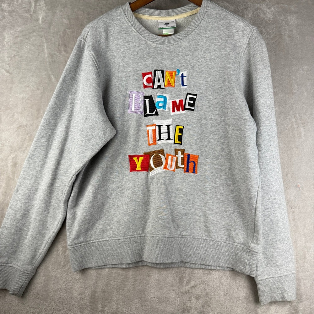 LRG Lifted Research Group Cant Blame The Youth Gray Crewneck Sweatshirt Small